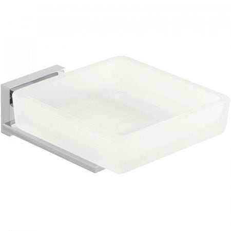 Vado Level frosted glass wall-mounted soap dish with chrome holder