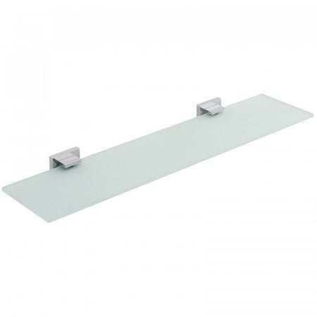 Vado Level Frosted Glass Shelf 550mm with chrome brackets for modern bathrooms