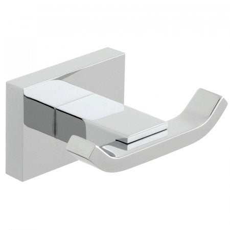 Vado Level Double Robe Hook wall-mounted chrome with square design and polished finish