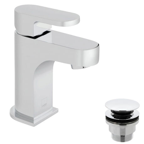 Vado Life Mini Mono Basin Mixer Single Lever Deck Mounted Smooth Bodied with Clic-Clac Waste - Chrome - LIF-100M/CC-C/P