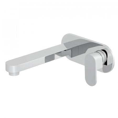 Vado Life 2 Hole Basin Mixer wall mounted chrome single lever with 200mm spout and oval back plate