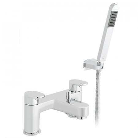 Vado Life 2 Hole Bath Shower Mixer deck-mounted tap with chrome finish and handheld shower kit