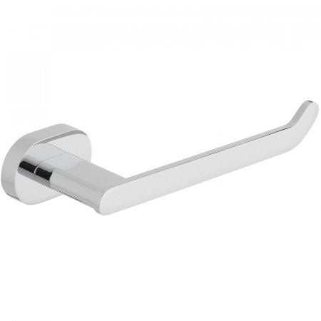 Wall mounted Vado Life Paper Holder with chrome finish and open design for easy roll replacement