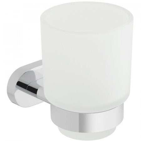 Vado Life Frosted Glass wall-mounted tumbler and chrome holder for bathroom accessories
