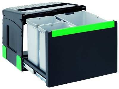 CARRON PHOENIX LINEA 332 waste sorter triple bin with 32-litre capacity and durable black design for bathroom use