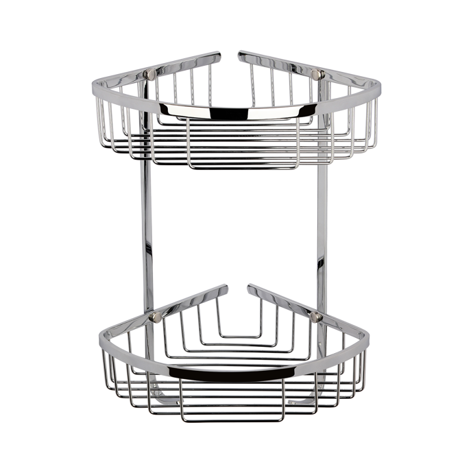 Nuie Storage Chrome Traditional Large 2 Tier Corner Basket - LL308