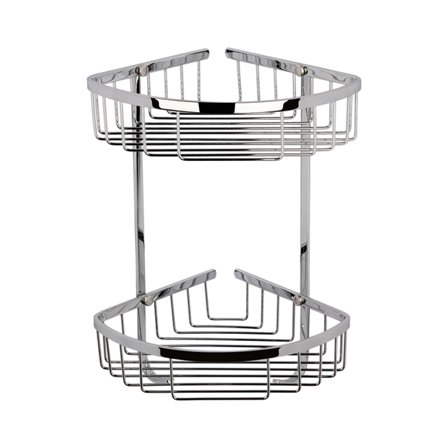 Nuie Storage Chrome Traditional Large 2 Tier Corner Basket - LL308