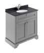 Hudson Reed Old London traditional storm grey floor standing vanity unit with black marble top basin and storage cabinet