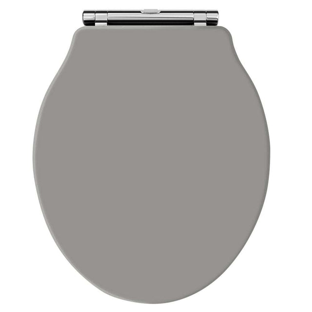Hudson Reed Chancery storm grey soft close toilet seat with chrome hinges