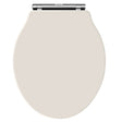 Hudson Reed Chancery traditional soft close toilet seat with polished chrome hinges in timeless sand color