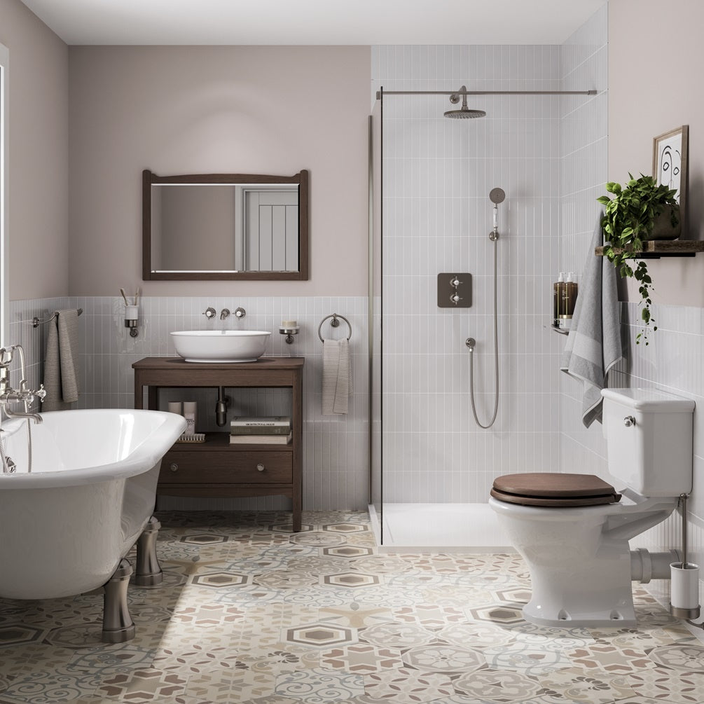 Burlington White Close Coupled WC Pan with S Trap Vertical Outlet - P18