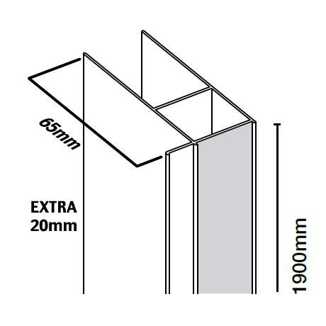 Merlyn 6 Series Shower Door Extension Profile 20mm Adjustment - Chrome - M6EXT