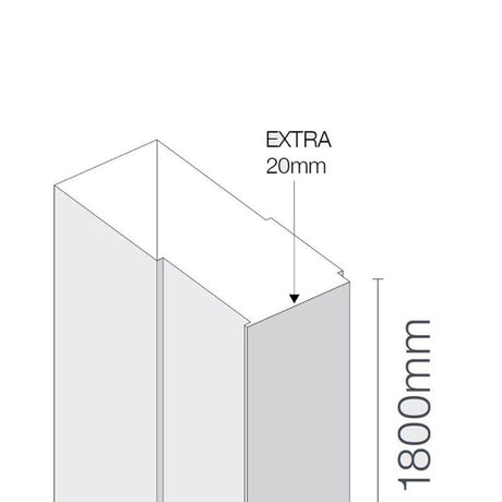 Merlyn MBox Shower Door Extension Profile 20mm Adjustment - Chrome - MBEXT1800 - TAP 'N' SHOWER