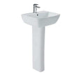 Britton My Home 40cm white pedestal basin with one tap hole and overflow, modern smooth gloss finish.