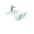 Britton My Home 50cm white semi countertop basin with one tap hole and overflow, modern rounded design