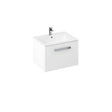 Britton My Home 600mm wall hung white bathroom vanity unit with single drawer and handle, MDF construction with laminate surface.