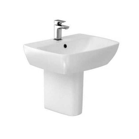 Britton My Home semi pedestal white basin with gloss finish and modern rounded edges