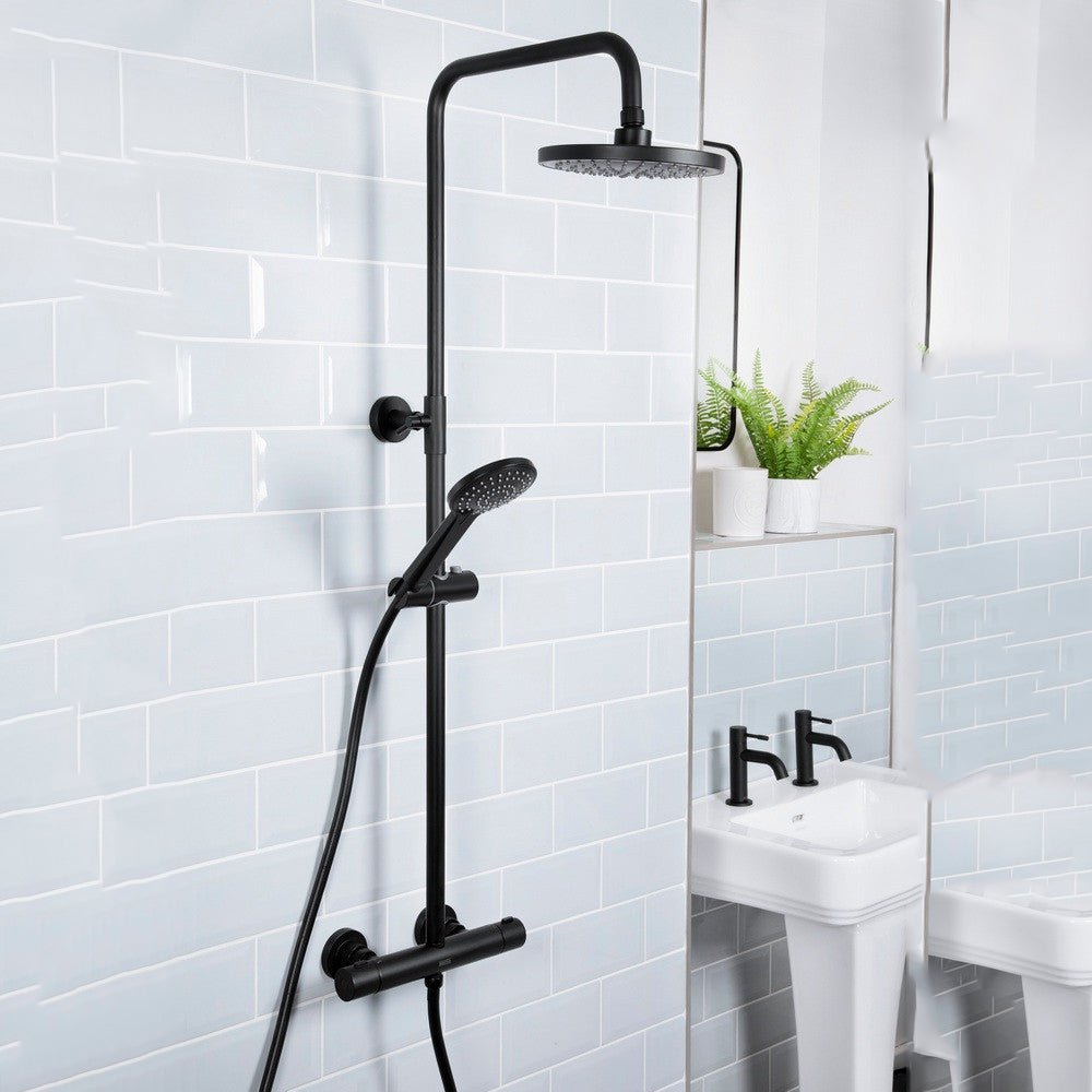 Bristan Buzz Thermostatic Bar Shower With Rigid Riser - Black - BUZ SHXDIVCTFF BLK - TAP 'N' SHOWER