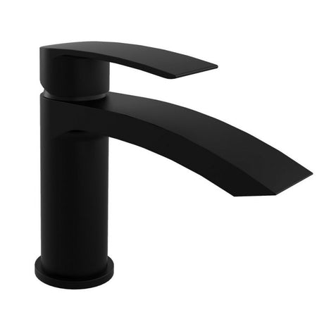 Kartell Nero Curve Mono Basin Mixer Tap & Click Waste - Black - TAP290CN