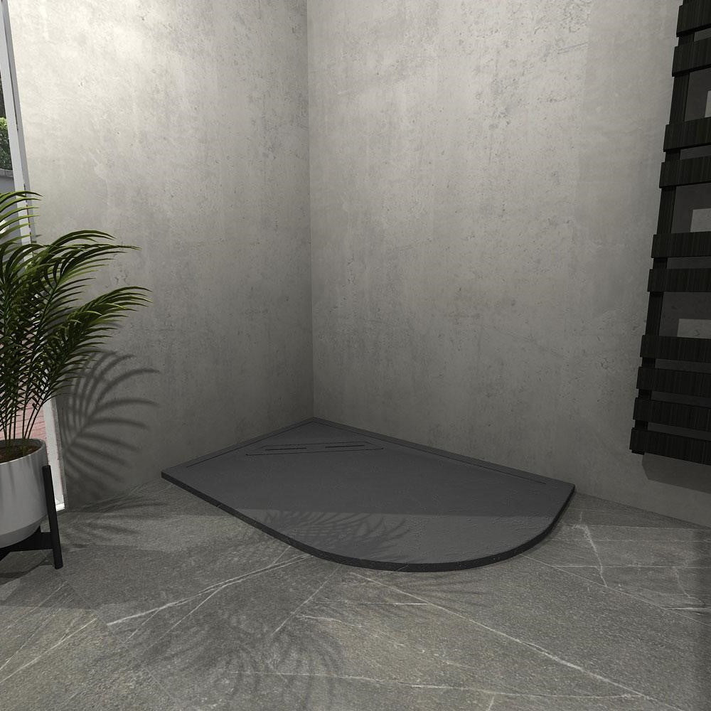 Kudos Connect2 Dedicated Left Hand Offset Curved Shower Tray 1000 x 810mm - Slate Grey - C2T10081CLHSLGR - TAP 'N' SHOWER
