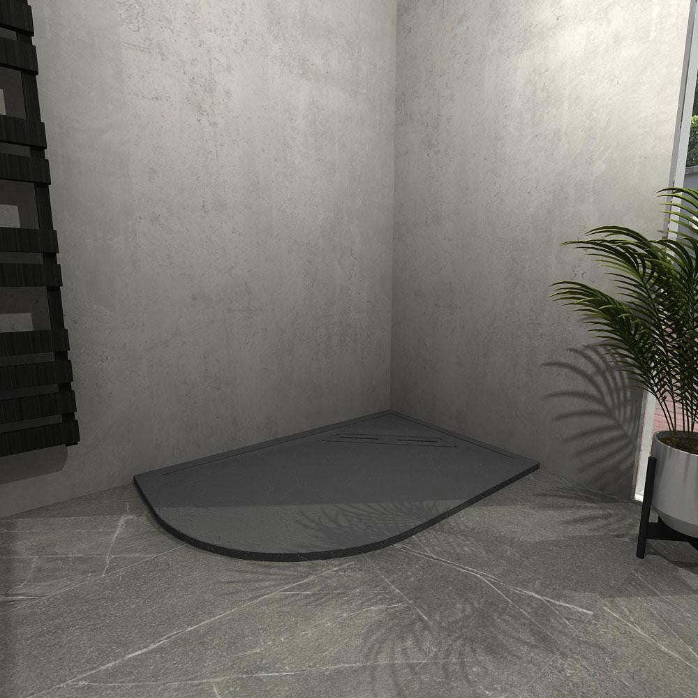 Kudos Connect2 Dedicated Right Hand Offset Curved Shower Tray 1000 x 810mm - Slate Grey - C2T10081CRHSLGR - TAP 'N' SHOWER