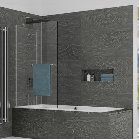 Kudos Inspire 2 Panel In-Swing Bath Screen with Towel Rail 1500 x 950mm LH - 6mm Glass - 4BASC2PI6L