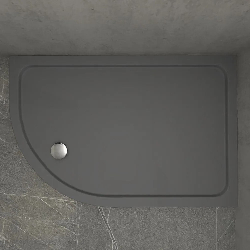 Kudos Kstone RH Slip Resistant Offset Quadrant Shower Tray 1200 x 900mm - Slate Grey - KSQ12090RHSRGR - TAP 'N' SHOWER