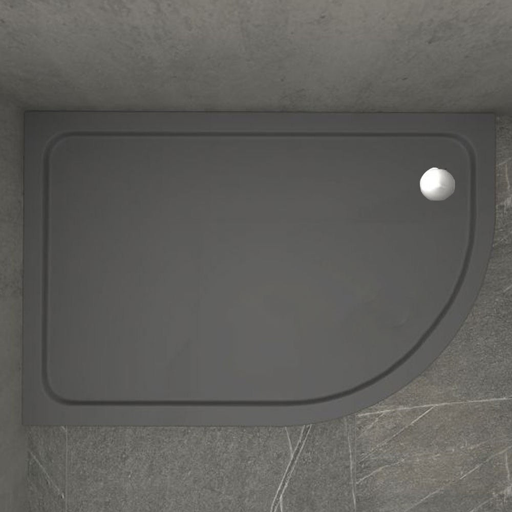 Kudos Kstone Slip Resistant Offset Quadrant LH Shower Tray 900 x 760mm - Slate Grey - KSQ9076LHSRGR - TAP 'N' SHOWER