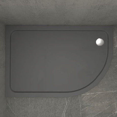 Kudos Kstone Slip Resistant Offset Quadrant LH Shower Tray 900 x 760mm - Slate Grey - KSQ9076LHSRGR