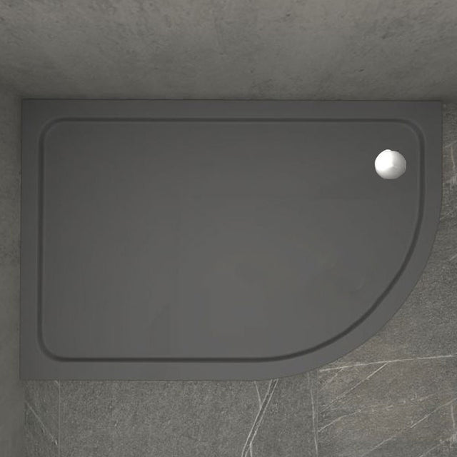 Kudos Kstone Slip Resistant Offset Quadrant LH Shower Tray 900 x 760mm - Slate Grey - KSQ9076LHSRGR