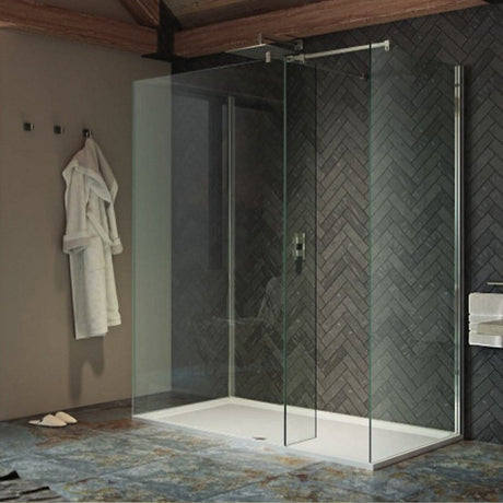 Kudos Ultimate 2 Wetroom Panel 10mm Glass 1400mm with Matt Black Profile - 10WP1400/10WPKMBK