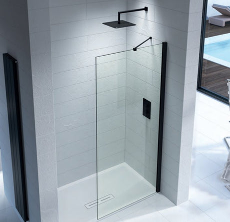 Kudos Ultimate 2 Wetroom Panel 10mm Glass 1100mm  with Matt Black Profile - 10WP1100/10WPKMBK