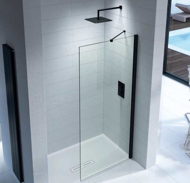 Kudos Ultimate 2 Wetroom Panel 10mm Glass 1100mm  with Matt Black Profile - 10WP1100/10WPKMBK