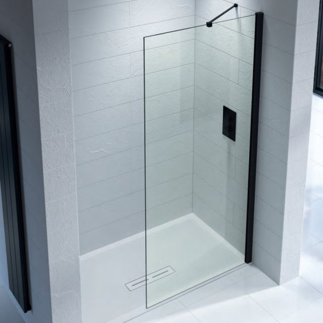 Kudos Ultimate 2 Wetroom Panel 8mm Glass with Matt Black Profile 400mm - Clear - 5WP400/10WPKMBK