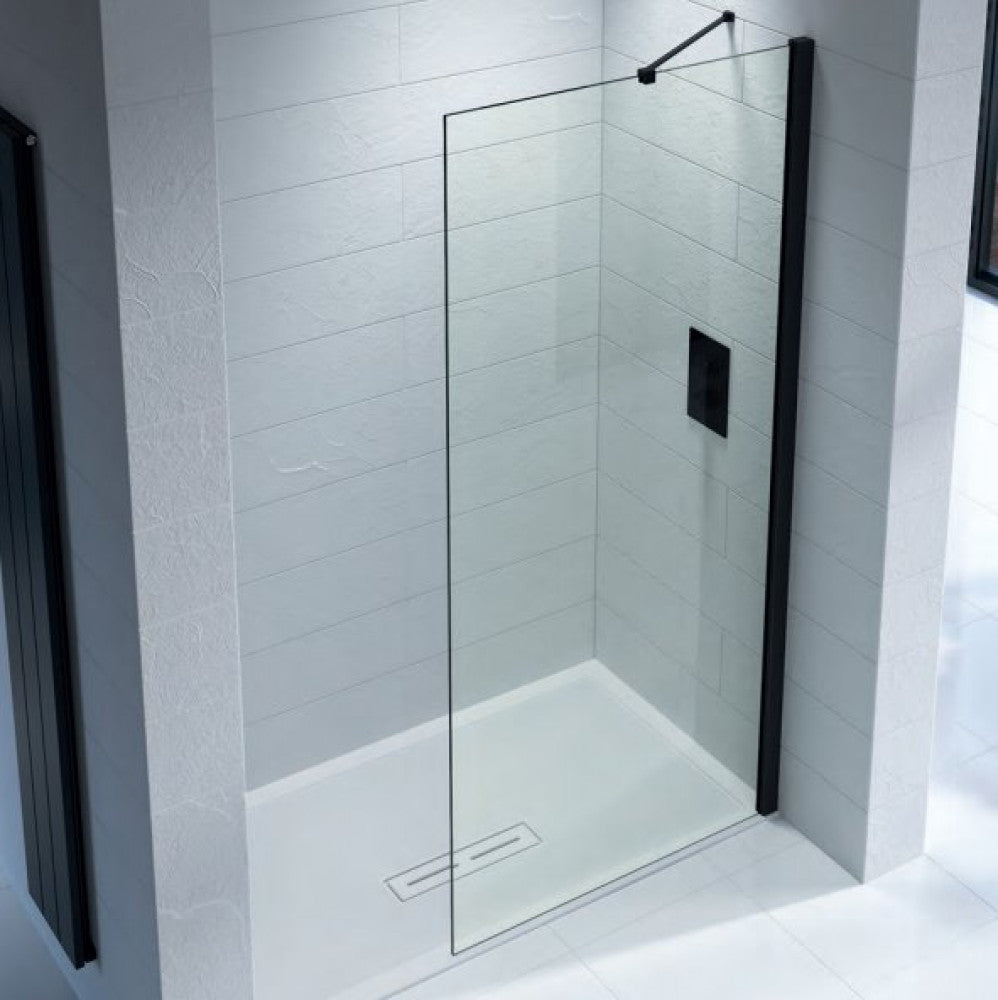 Kudos Ultimate 2 Wetroom Panel 8mm Glass with Matt Black Profile 700mm - Clear - 5WP700/10WPKMBK