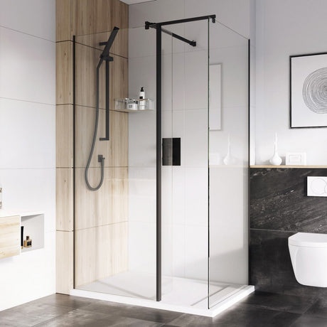 Roman Haven Select 8mm Wetroom Panel 700mm - Black - H8SP7CB