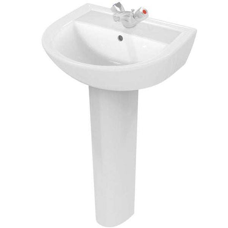 Armitage Shanks 550mm Wide 1 Tap Hole Sandringham 21 Basin & Full Pede