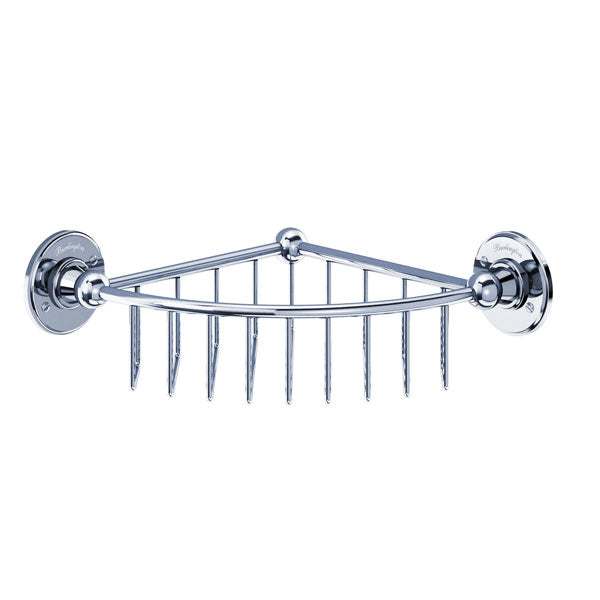 wall mounted chrome deep corner wire basket with brass construction and elegant finish