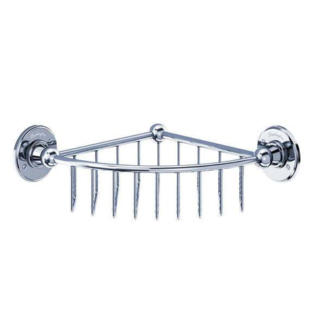 wall mounted chrome deep corner wire basket with brass construction and elegant finish