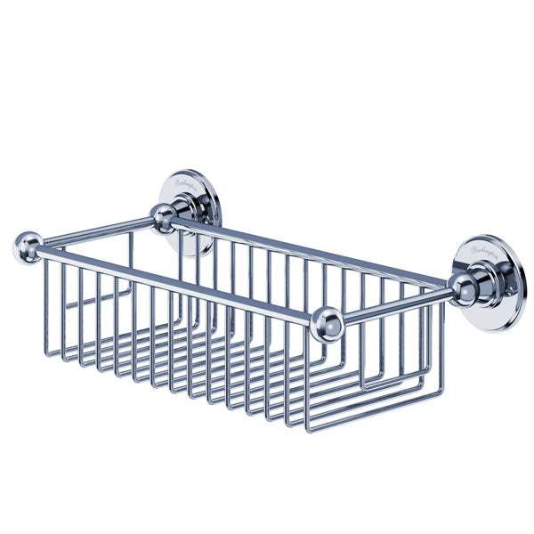 Burlington Traditional Wall Mounted Chrome Deep Wire Basket for bathroom storage and organization
