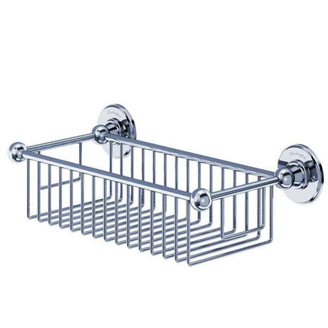 Burlington Traditional Wall Mounted Chrome Deep Wire Basket for bathroom storage and organization