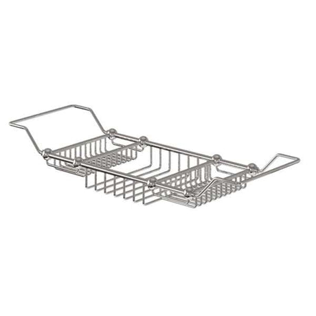 Burlington Traditional chrome extendable bath rack 592-900mm with compartments for bathroom essentials