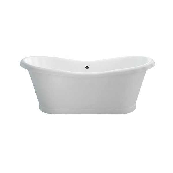 Burlington Admiral Roll Top white freestanding bath with roll-top design and surround, 1775mm x 885mm, luxurious vintage style