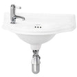 Burlington Curved 510mm Wide, LH Tap Hole Wall Hung Cloakroom Basin - 