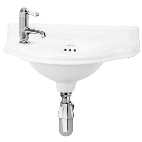 Burlington Curved 510mm Wide, LH Tap Hole Wall Hung Cloakroom Basin - 