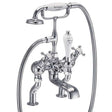 Burlington Claremont chrome deck mounted angled bath shower mixer with classic handles and handheld showerhead