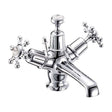 Burlington Birkenhead Monobloc chrome basin mixer with traditional cross tap handles and pop-up waste mechanism