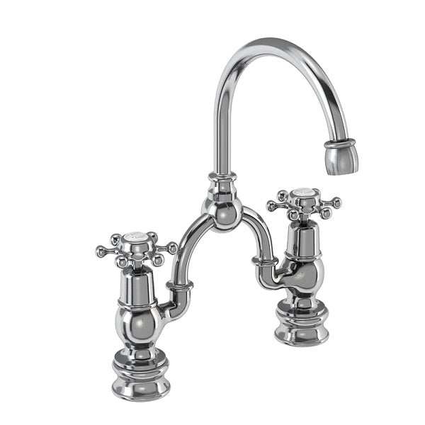 Burlington Birkenhead Regent traditional chrome arch basin mixer tap with 200mm centres and dual handles