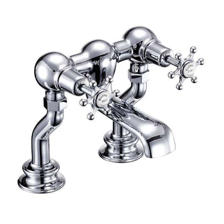 Burlington Birkenhead Regent traditional chrome pillar mounted bath filler tap with classic Regency design and ceramic disc technology