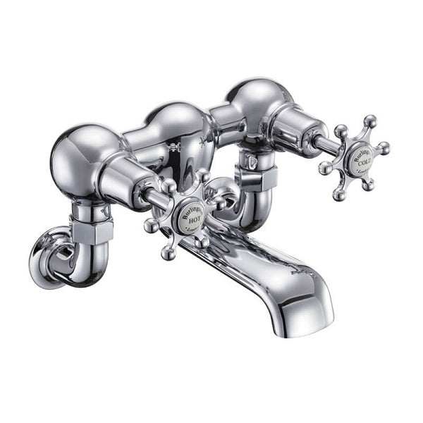Burlington Birkenhead traditional chrome wall-mounted bath filler tap with cross handles and vintage design